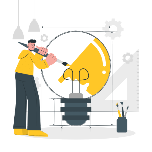 a person in yellow t-shirt paing a light bulb yellow